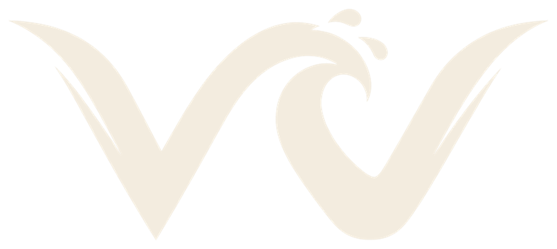 White Water Wasted logo: a W with a breaking wave curling out of its middle